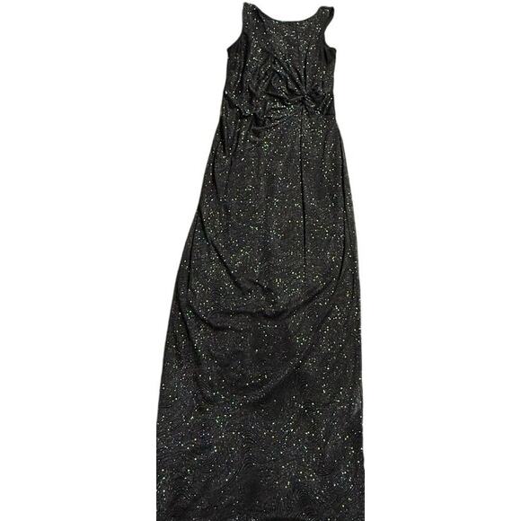 Calvin Klein Dress Formal Gown Sleeveless Maxi Sparkle Ruched Womens Sz 6 Black - Picture 1 of 13